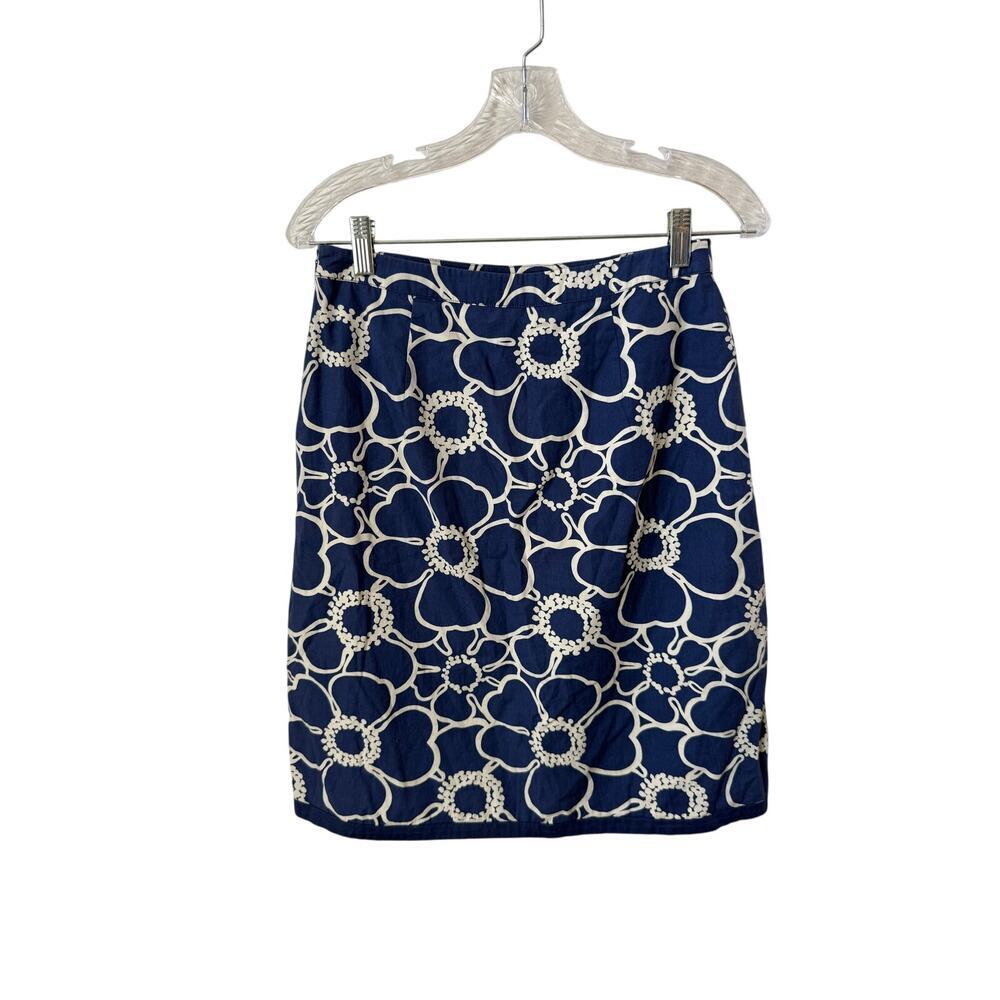 Boden Kate Floral A-Line Navy & White Skirt Size US 4